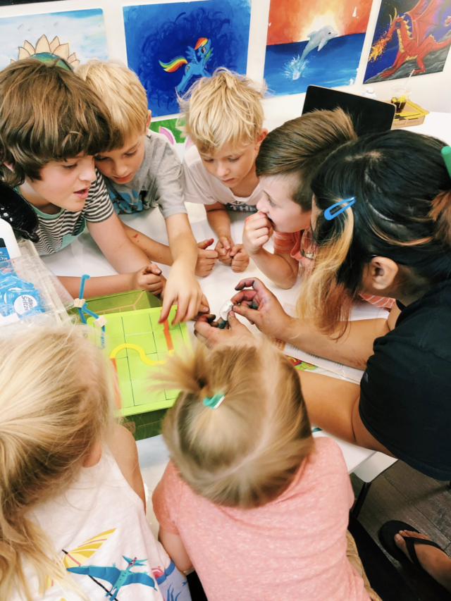 young art student members doing lessons