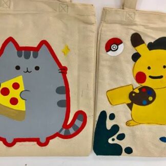 pusheen and pikachu on tote bag