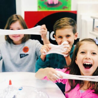 kids lab students making slime