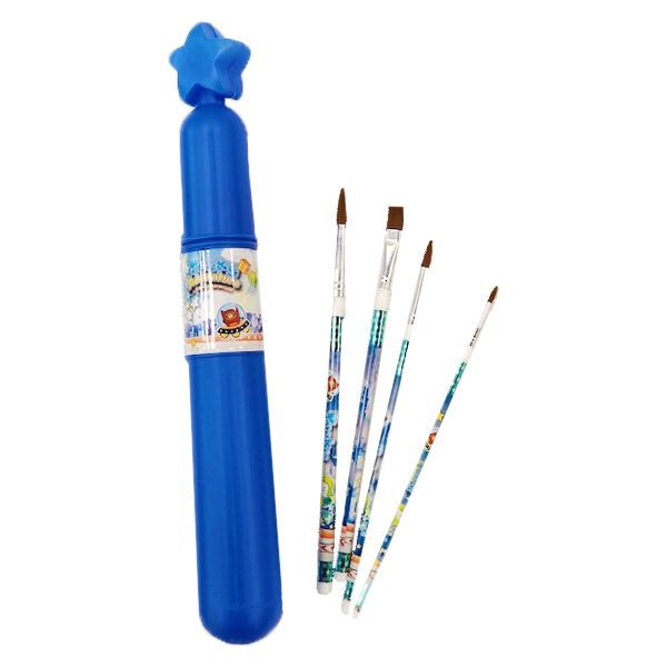 blue paint brush set with case