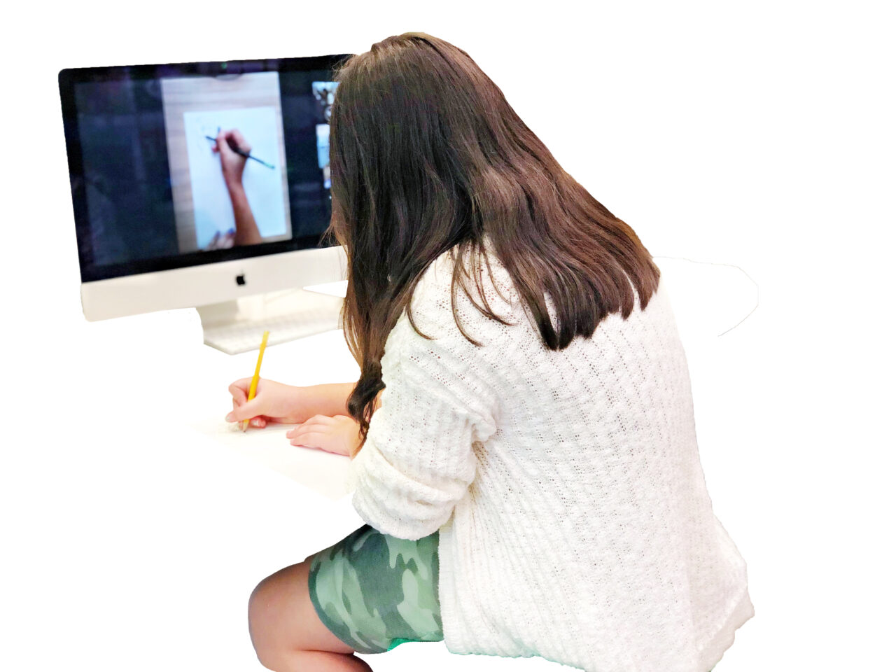 student taking virtual lesson