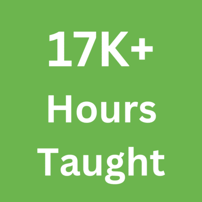 green square with text that says 17k= hours taught