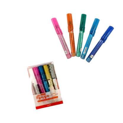 Set of 5 Multicolored Nail Pens example in packaging and without packaging