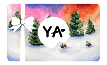 Gift Card with image of snowy trees, gift bow, and Young Art logo