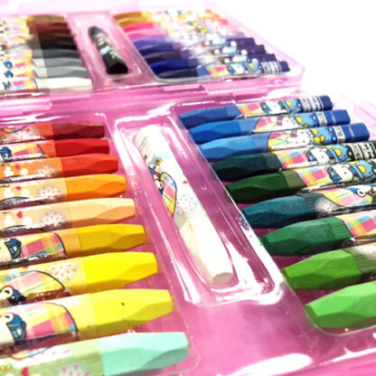 Closeup of Set of 36 Oil Pastel crayons in packaging