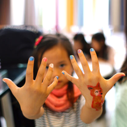 Example of multicolored nail pen used on nails