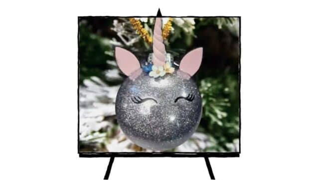 holiday ornament unicorn with glitter