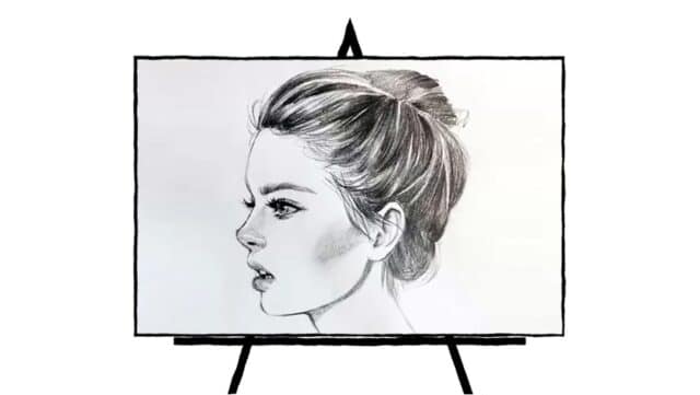 pencil sketching of woman's face