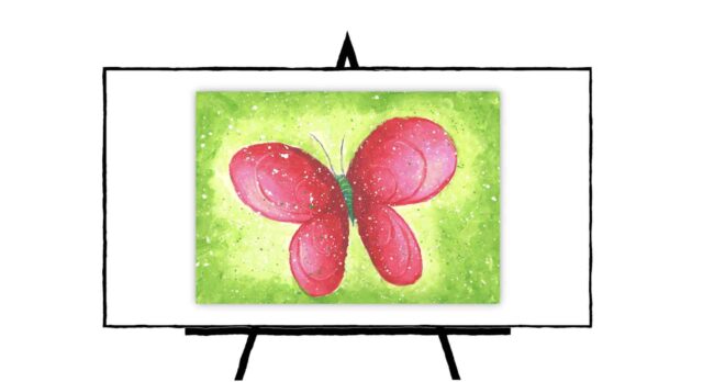 Pretty pink butterfly with green background