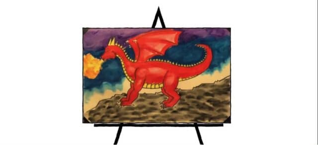 draw and color dragon with fire