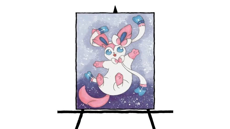 pokemon sylveon drawing on easel