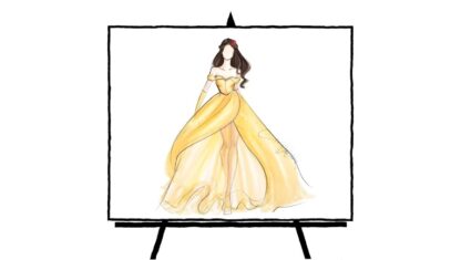 yellow ballgown sketch