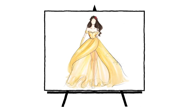 yellow ballgown sketch