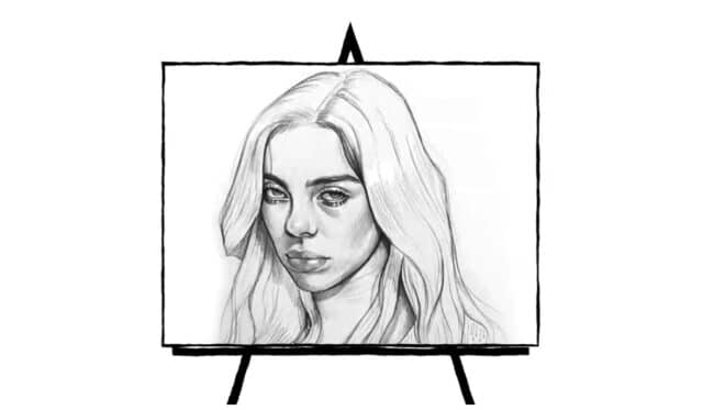 pencil portrait sketch of Billie Eilish