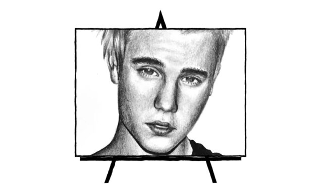 pencil sketch of Justin Bieber