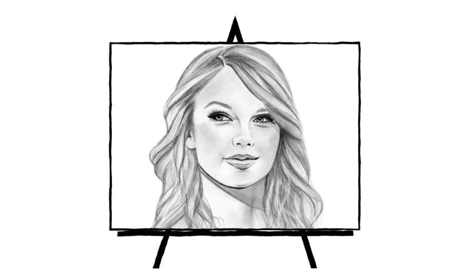 pencil sketch of artist Taylor Swift