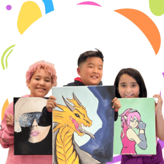 Image of 3 YA Students showing their Art Works