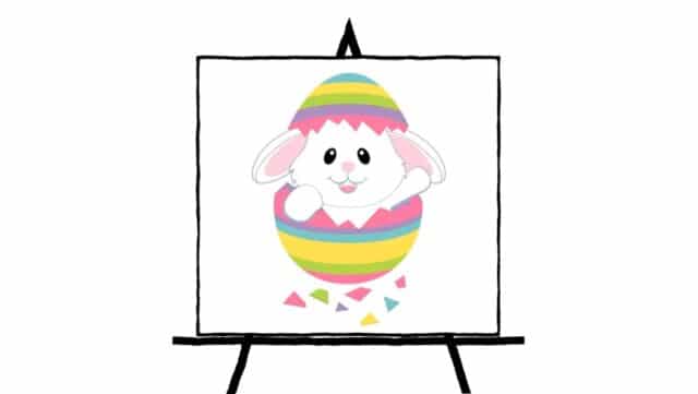 bunny in easter egg drawing colorful