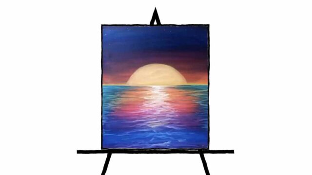 colorful painting of an ocean sunset