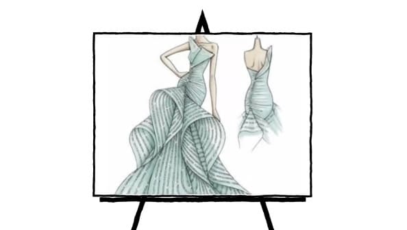 Sketch of a green mermaid fashion gown