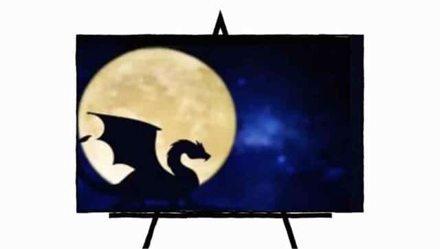 painting of dragon silhouette