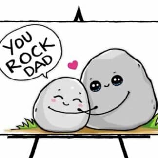 painting of two rocks with you rock dad sign