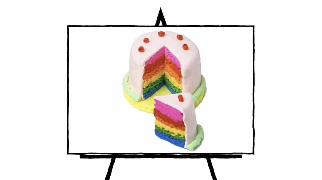 image of 3d sculpture cake with colorful layers