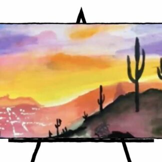 colorful painting of desert cacti