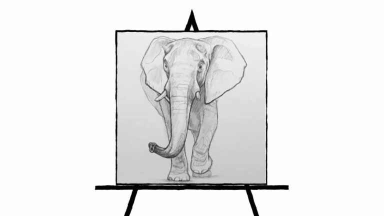 black and white pencil sketch of Elephant