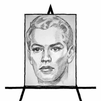 black and white pencil sketch of male head