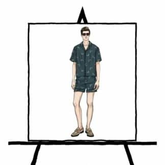 man button down shirt with shorts fashion sketching