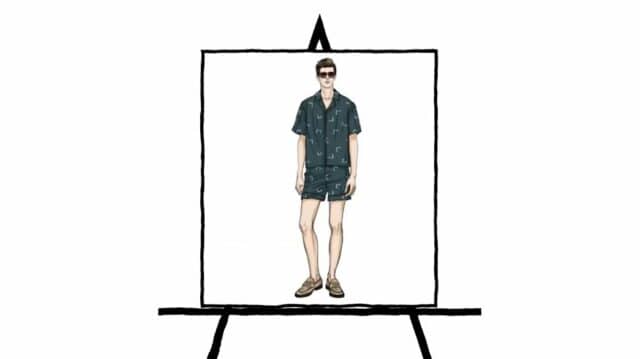 man button down shirt with shorts fashion sketching