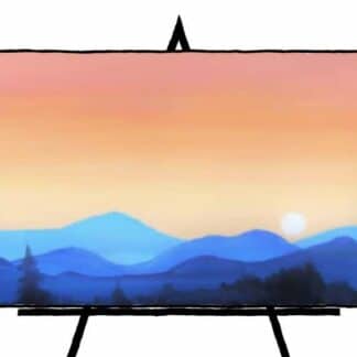 colorful mountain landscape painting in watercolors