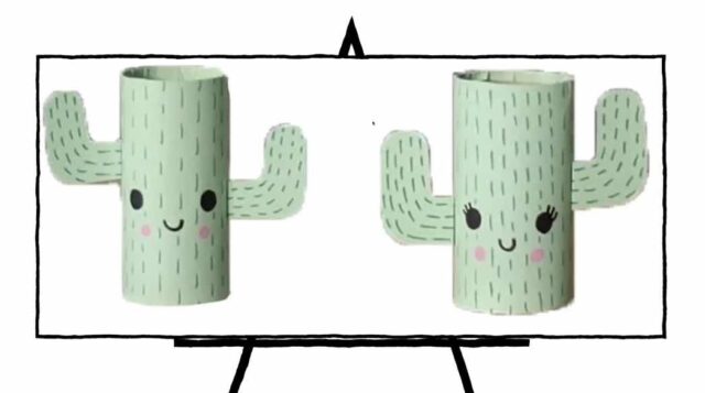 paper tubes craft cactus