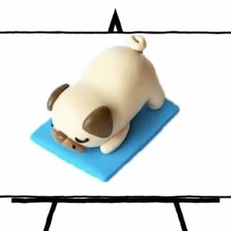 image of a pug made of clay laying on blue mat