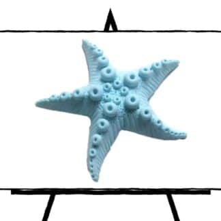 image of light blue starfish clay sculpture