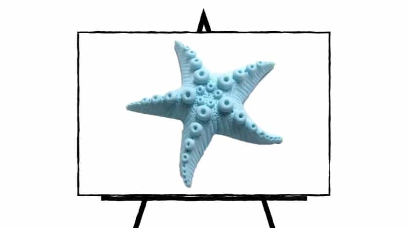 image of light blue starfish clay sculpture