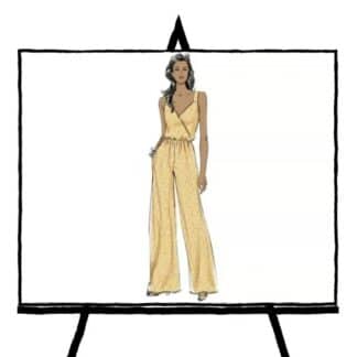 woman's yellow jumpsuit sketch fashion