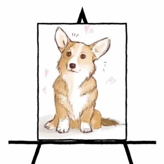 two color corgi dog pencil sketch