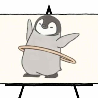 three color drawing of penguin using hoola hoop