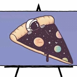 colorful pizza slice with astronaut