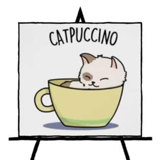 cat in a cup drawing with catpuccino