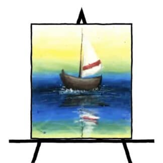 colorful pastel drawing of a sail boat