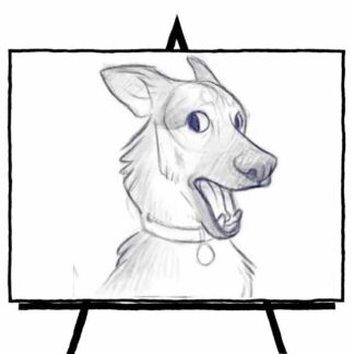 pencil sketch of a cartoon dog