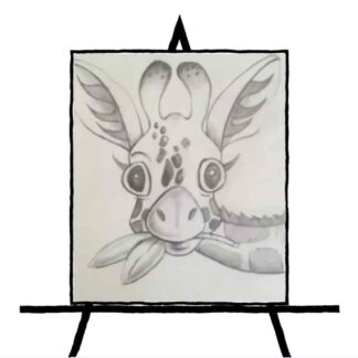 pencil sketch of cartoon giraffe
