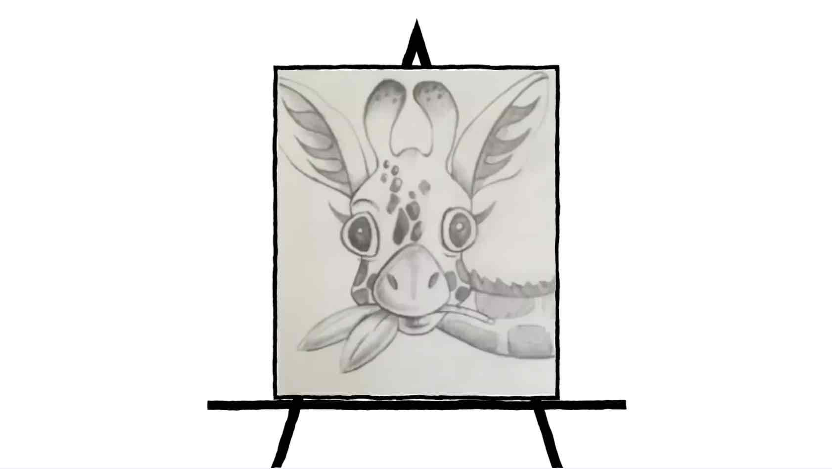 pencil sketch of cartoon giraffe