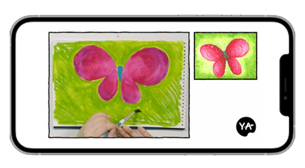 image of a pink butterfly with a green background being taught on YA live