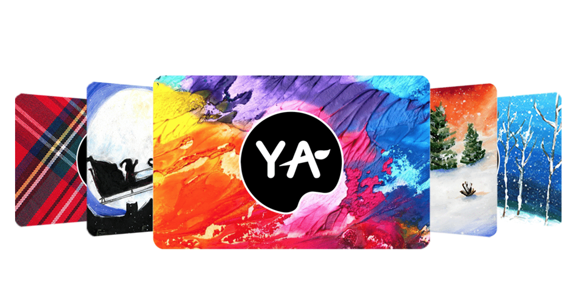 image of 5 different gift cards fanned out in full color