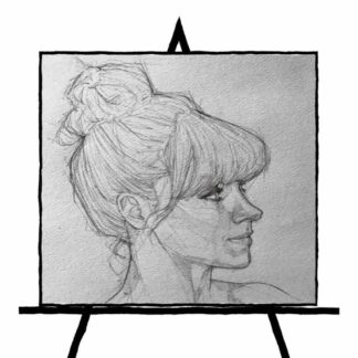 black and white pencil sketch of a woman's face or profile