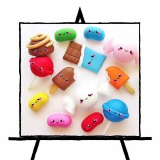 multi-colored image within art easel of candy pieces